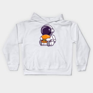 Cute Astronaut Eating Burger Cartoon Kids Hoodie